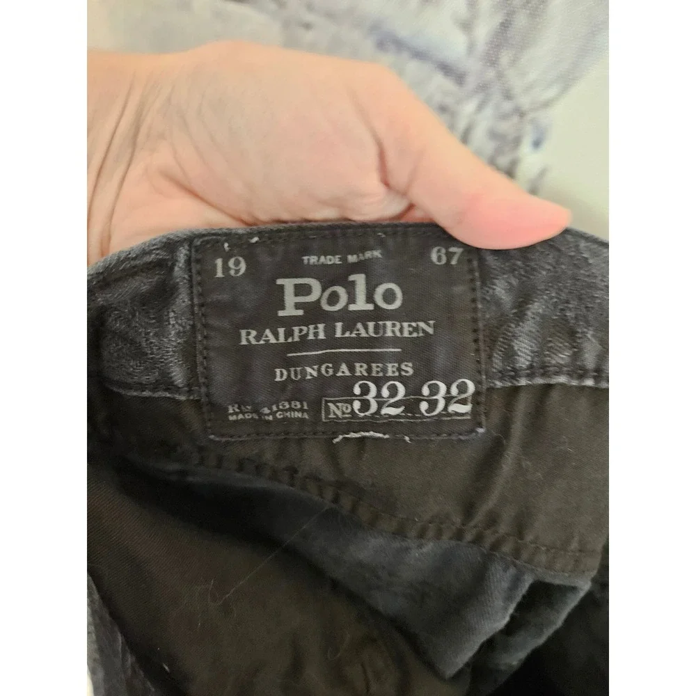 Polo Ralph Lauren Men Black Palm Tree Embroidered Denim Jeans 32x32 Dungarees